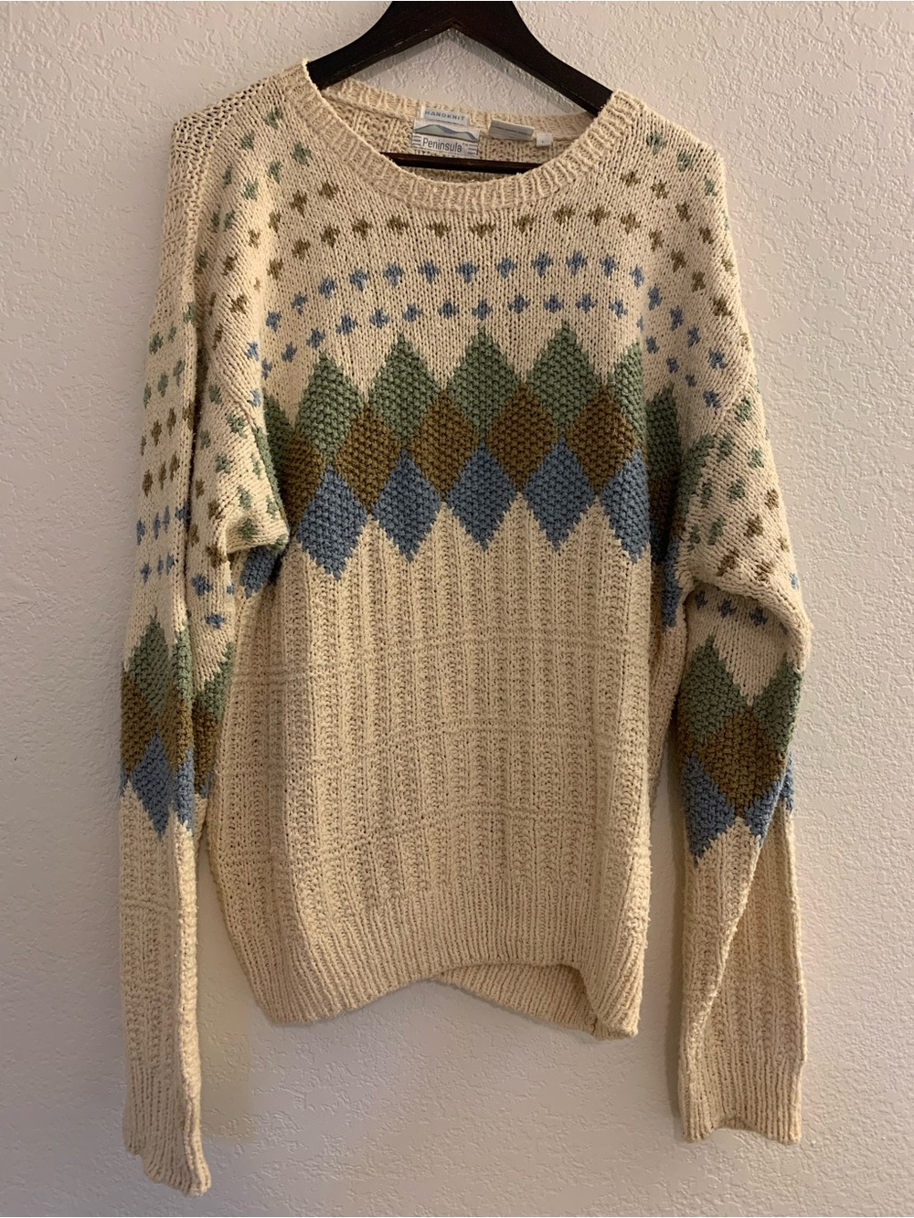 Peninsula Hand Knit Sweater 80% Silk 20 % Cotton Vintage Large